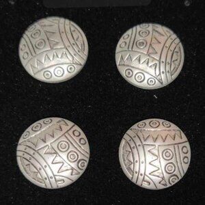 MAGNETIC NUMBER PINS "Aztec" Soft Matte SILVER set of 4 NEW in box